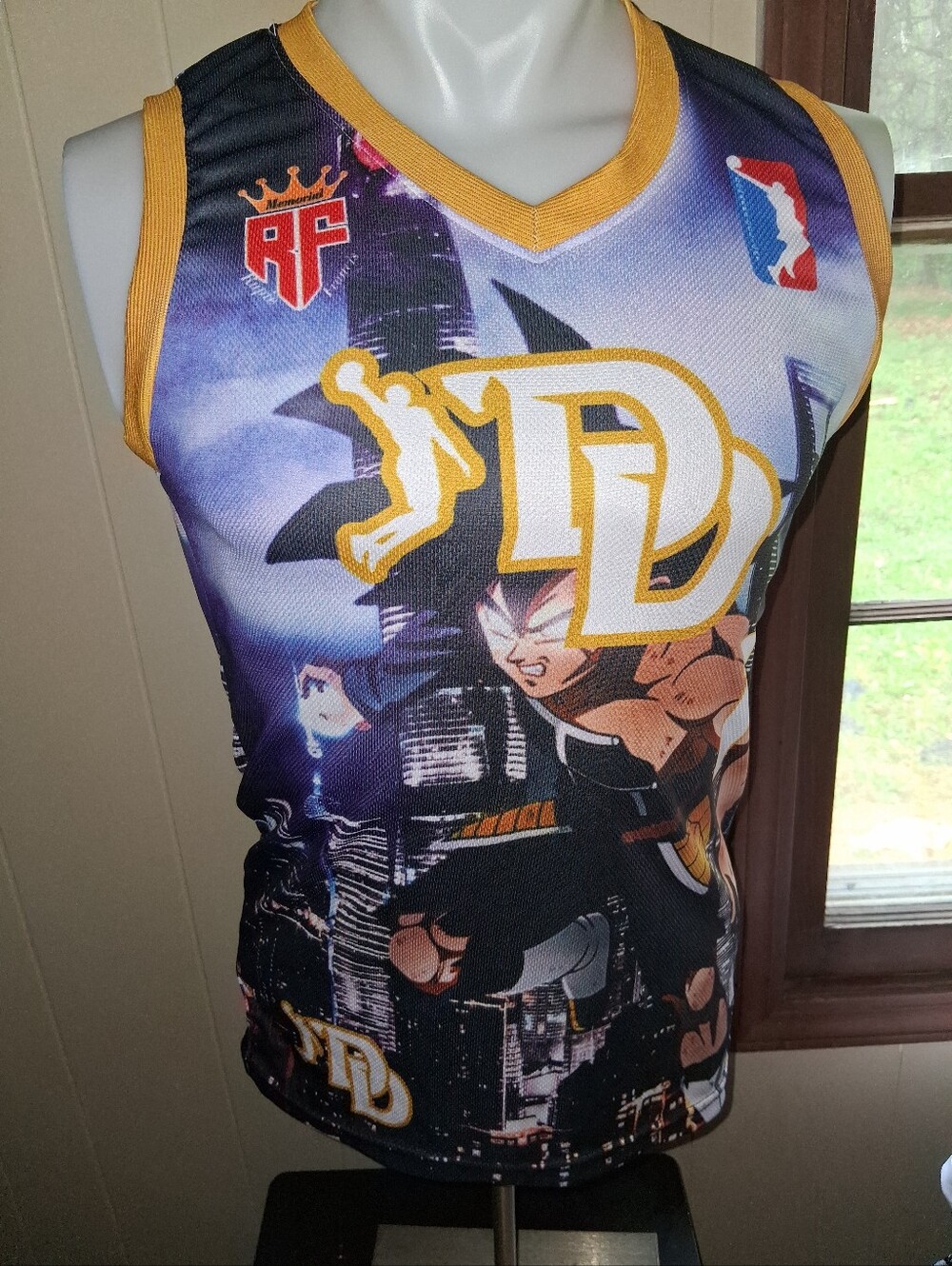 Kids Sleeveless Graphic Jersey Tank Top in Black, Purple & Gold